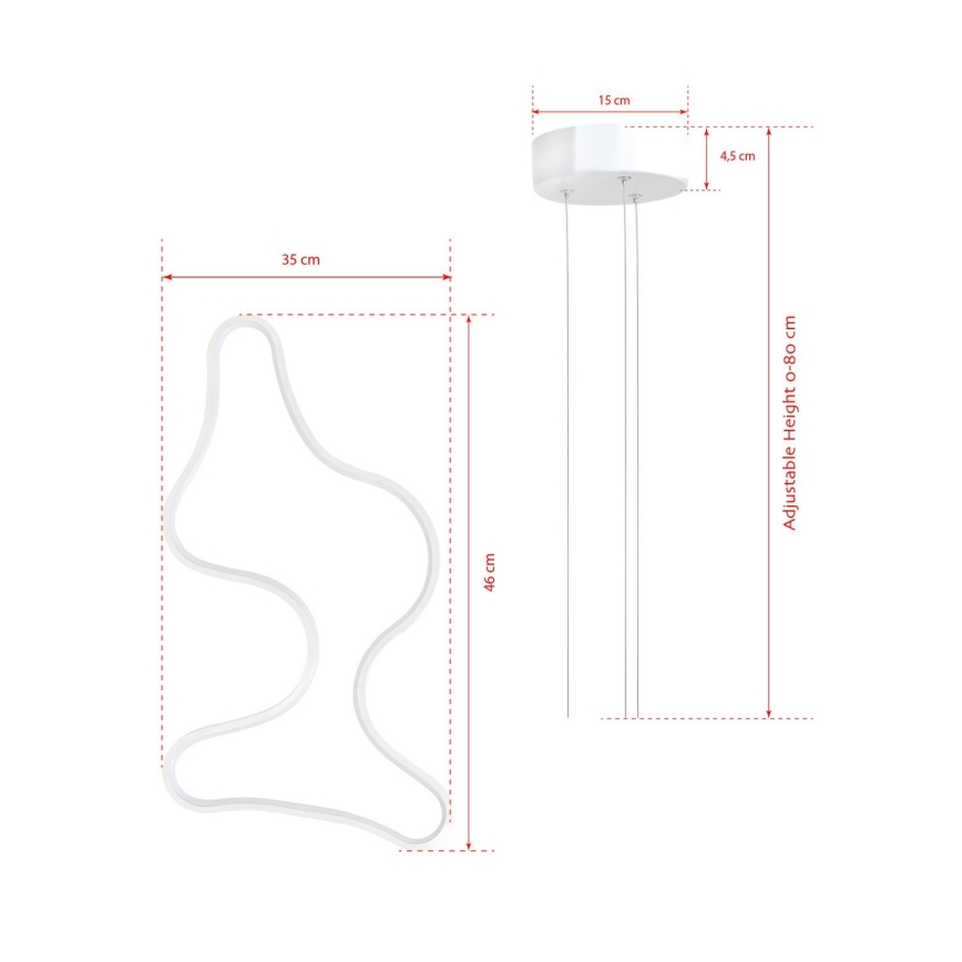 LED lestenec na kablu ARTISAN LED/36W/230V 6500K bel
