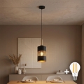 LED lestenec na kablu BOGART 1xE27/15W/230V črna/zlata