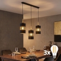 LED lestenec na kablu BOGART 3xE27/15W/230V črna/zlata