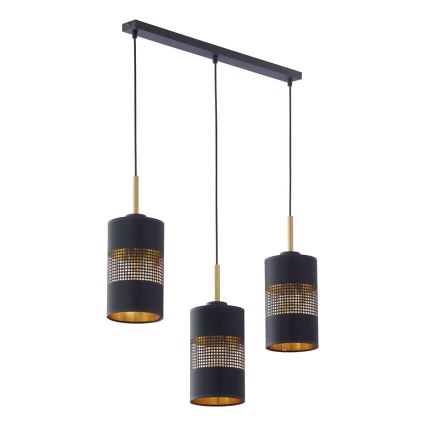 LED lestenec na kablu BOGART 3xE27/15W/230V črna/zlata