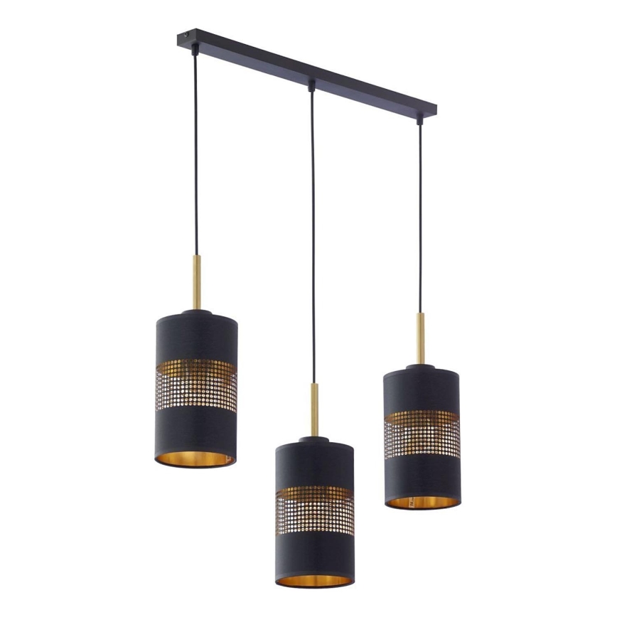 LED lestenec na kablu BOGART 3xE27/15W/230V črna/zlata