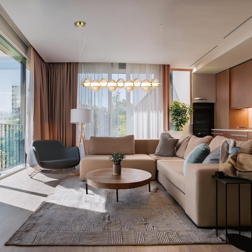 LED lestenec na kablu BOLLA LED/32W/230V zlata/dimljeno bež