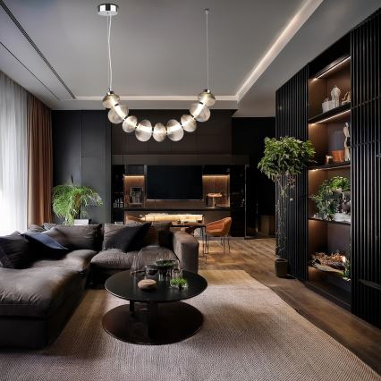 LED lestenec na kablu BOLLA LED/36W/230V sijajni krom/dimna siva