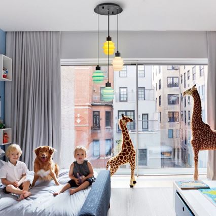 LED Lestenec na kablu CACTUS LED/12W/230V 3000K zelena/rumena/bela