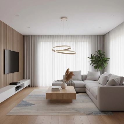 LED lestenec na kablu CASHMERE LED/75W/230V, premer 60 cm v beli barvi