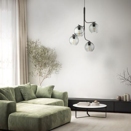 LED lestenec na kablu CESAR 4xE27/15W/230V črna/dimljena siva