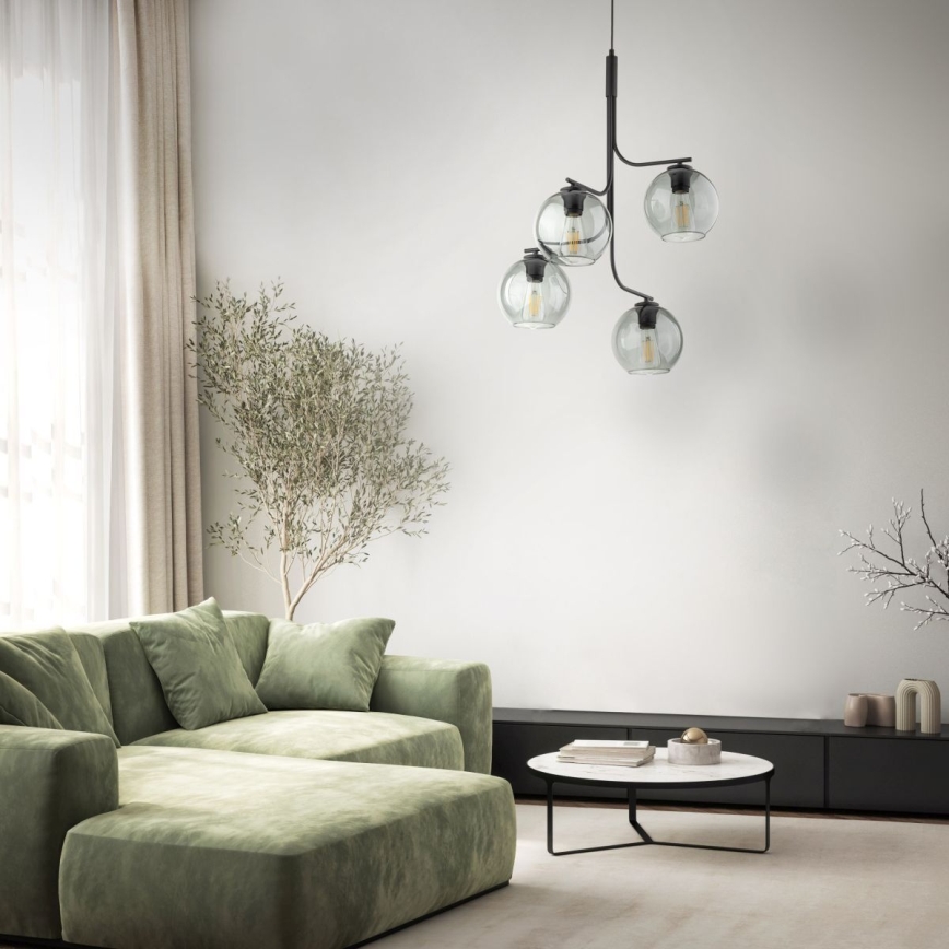 LED lestenec na kablu CESAR 4xE27/15W/230V črna/dimljena siva