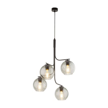 LED lestenec na kablu CESAR 4xE27/15W/230V črna/dimljena siva