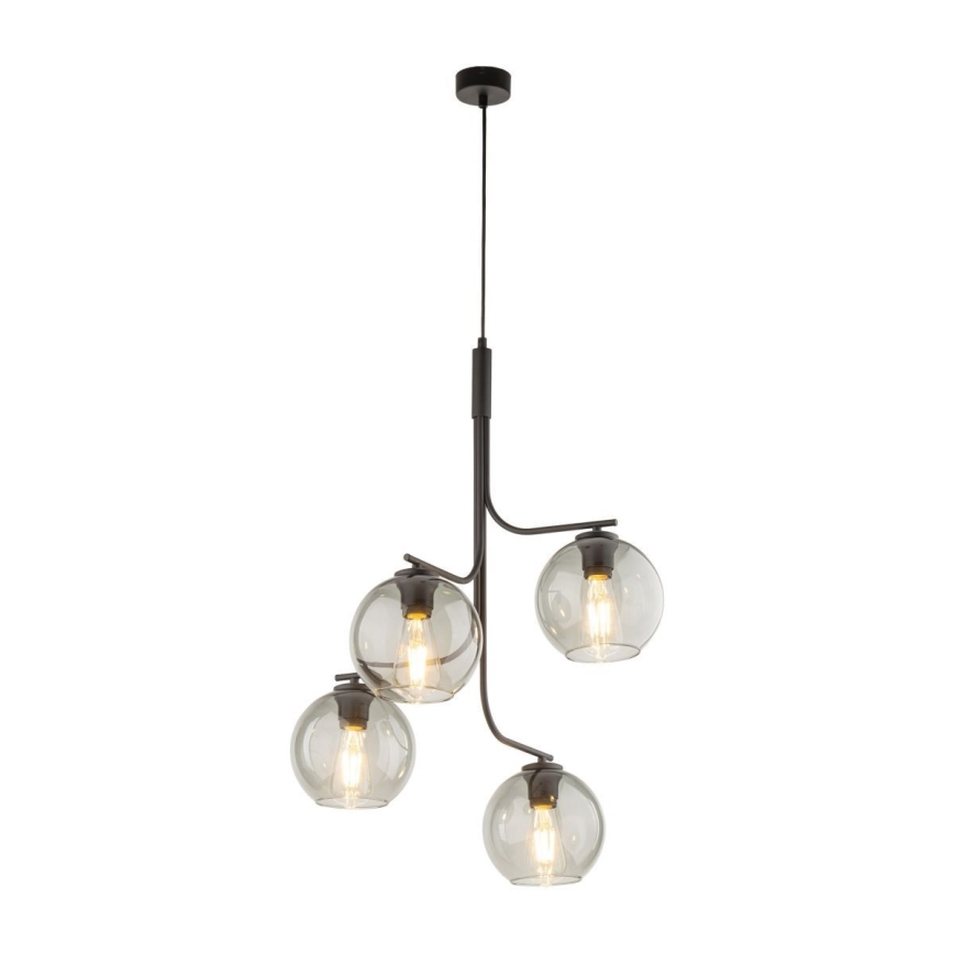 LED lestenec na kablu CESAR 4xE27/15W/230V črna/dimljena siva