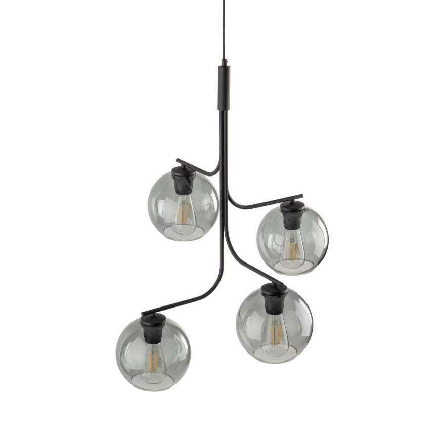 LED lestenec na kablu CESAR 4xE27/15W/230V črna/dimljena siva
