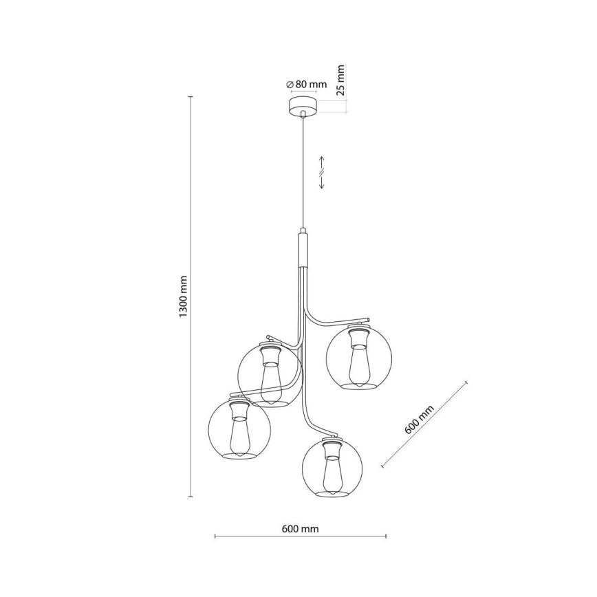 LED lestenec na kablu CESAR 4xE27/15W/230V črna/dimljena siva