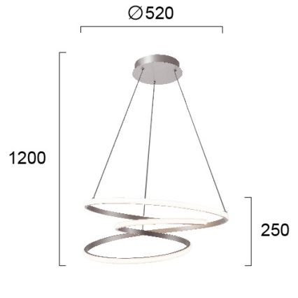 LED lestenec na kablu CORT LED/40W/230V, srebrn