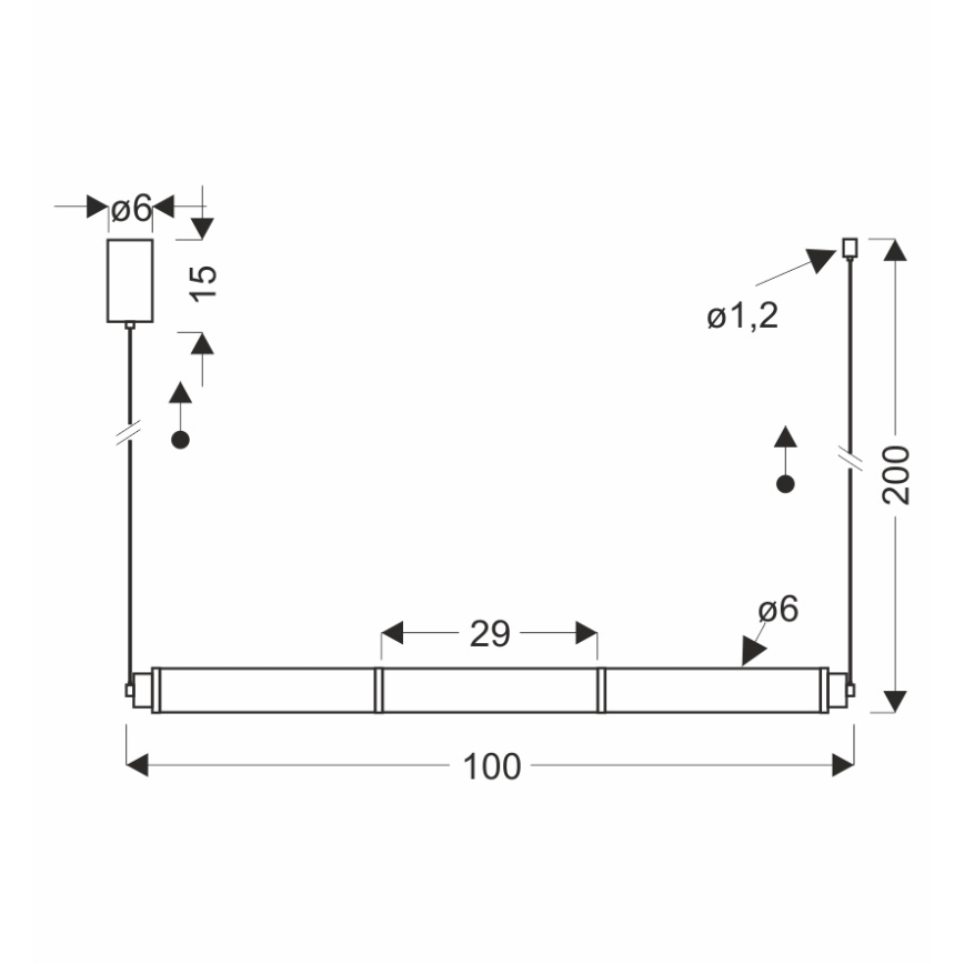 LED lestenec na kablu CORTE LED/25W/230V črna