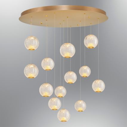 LED lestenec na kablu CREMONA 13xLED/5W/230V 3000K zlata