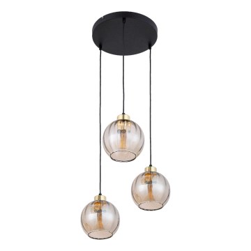 LED lestenec na kablu DEVI 3xE27/15W/230V črna/dimno bež