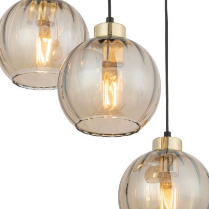 LED lestenec na kablu DEVI 3xE27/15W/230V črna/dimno bež