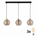 LED lestenec na kablu DEVI 3xE27/15W/230V črna/dimno bež