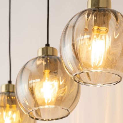 LED lestenec na kablu DEVI 3xE27/15W/230V črna/dimno bež