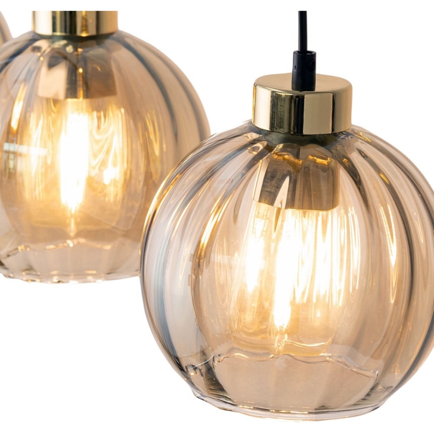LED lestenec na kablu DEVI 3xE27/15W/230V črna/dimno bež