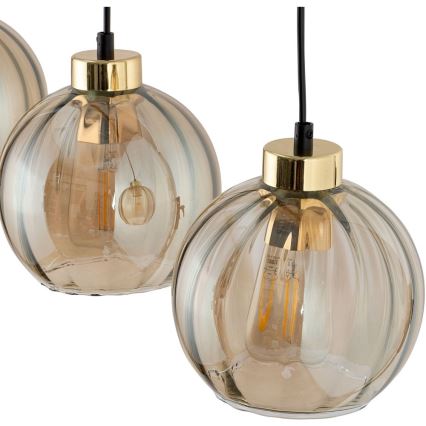 LED lestenec na kablu DEVI 3xE27/15W/230V črna/dimno bež