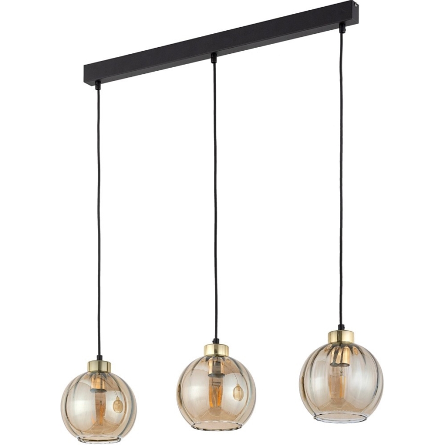 LED lestenec na kablu DEVI 3xE27/15W/230V črna/dimno bež