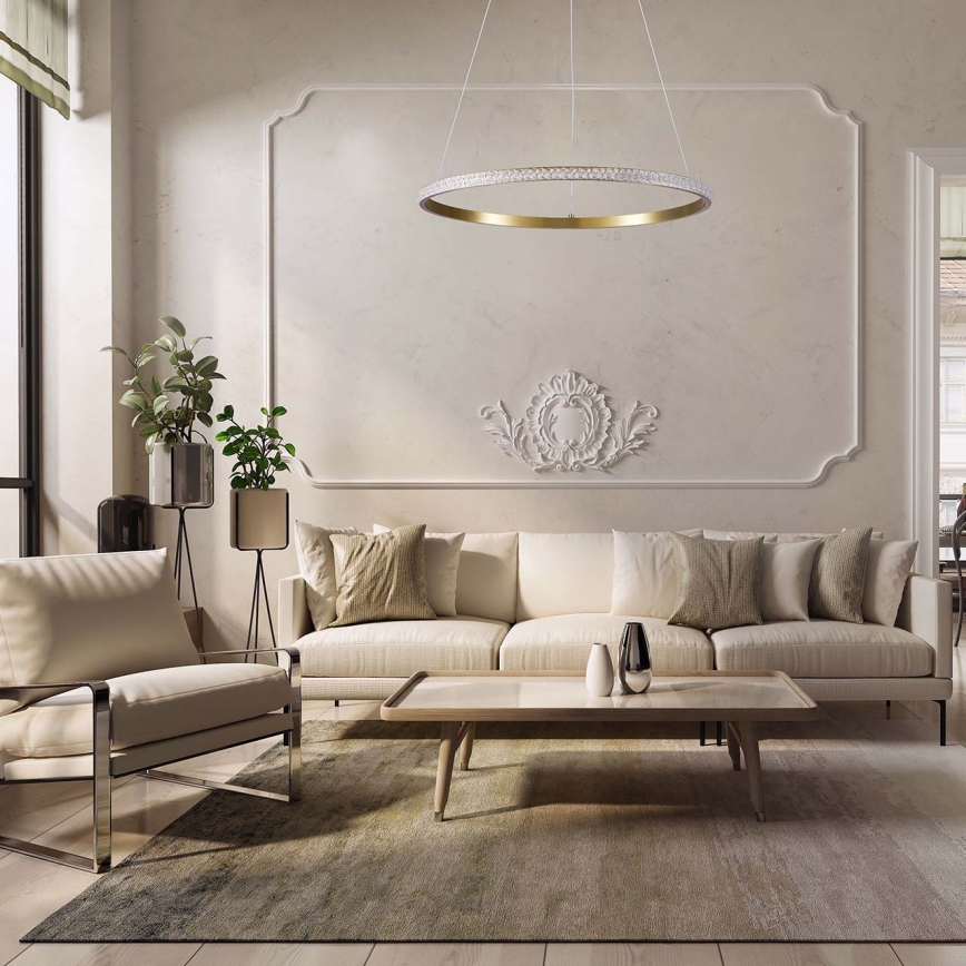 LED Lestenec na kablu DIANA LED/25W/230V 4000K premer 50 cm zlata