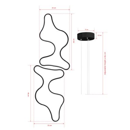 LED lestenec na kablu DUPLE ARTISAN LED/80W/230V 4000K v črni barvi