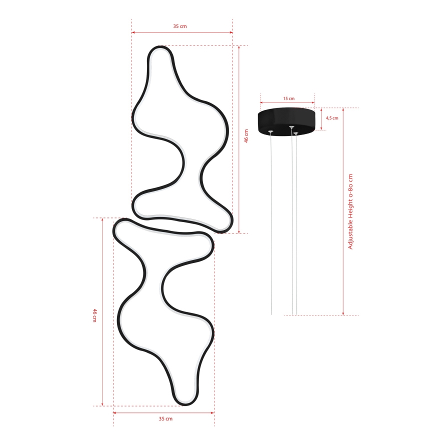 LED lestenec na kablu DUPLE ARTISAN LED/80W/230V 4000K v črni barvi
