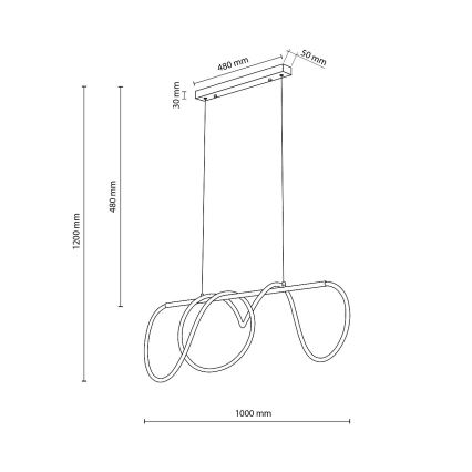 LED lestenec na kablu FLEXI LED/45W/230V 4000K črna