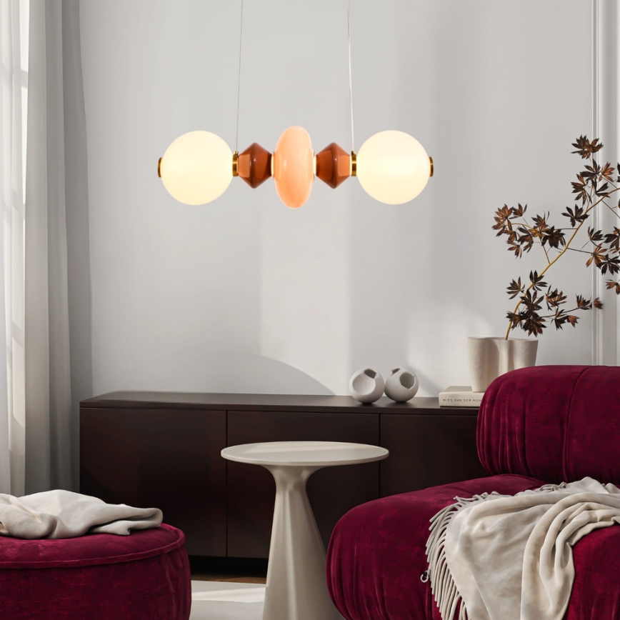 LED lestenec na kablu FLORES LED/15W/230V zlata/oranžna/rjava