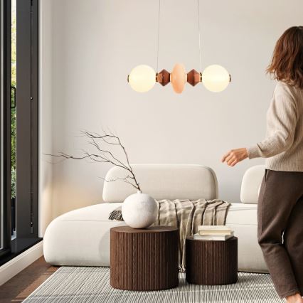 LED lestenec na kablu FLORES LED/15W/230V zlata/oranžna/rjava