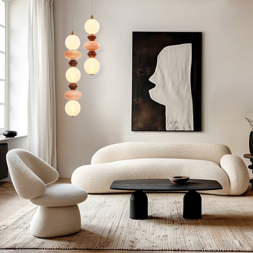 LED lestenec na kablu FLORES LED/20W/230V zlata/oranžna/rjava