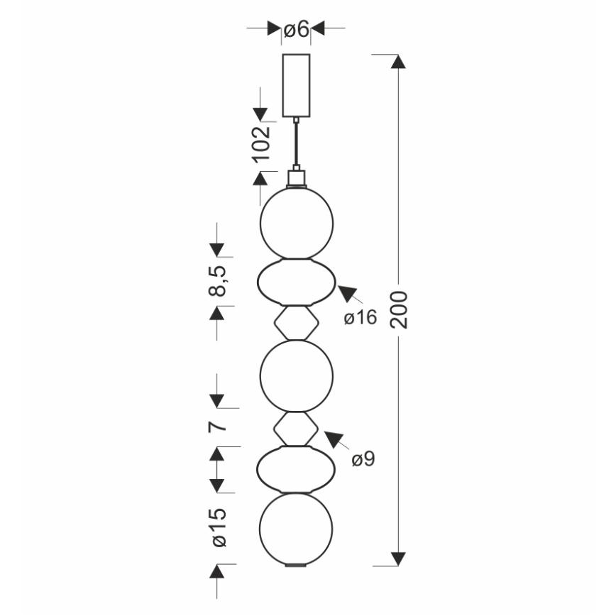 LED lestenec na kablu FLORES LED/20W/230V zlata/oranžna/rjava