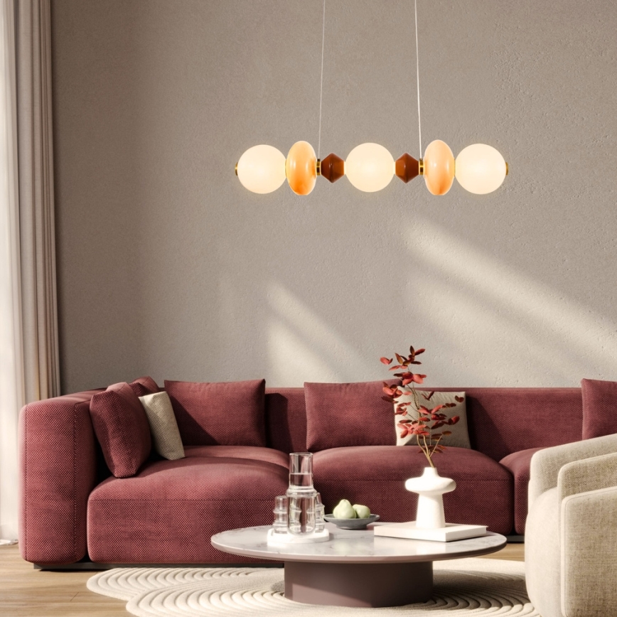 LED lestenec na kablu FLORES LED/20W/230V zlata/oranžna/rjava