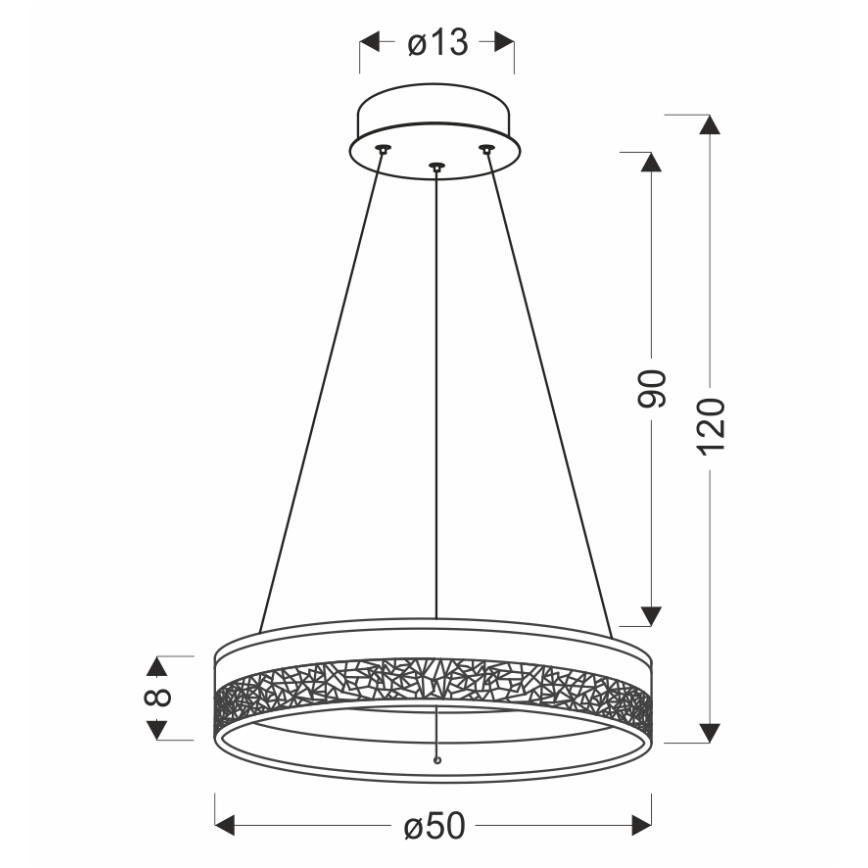 LED lestenec na kablu FROZI LED/32W/230V premer 50 cm zlata