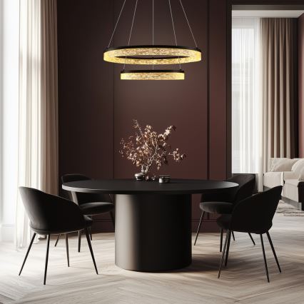 LED lestenec na kablu FROZI LED/38W/230V, premer 60 cm, črna