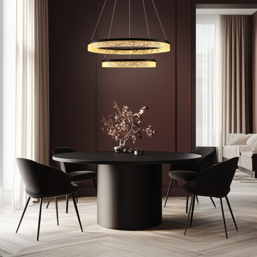 LED lestenec na kablu FROZI LED/38W/230V, premer 60 cm, črna