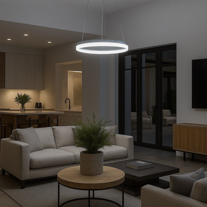 LED lestenec na kablu GALA LED/25W/230V, Ø 50 cm, srebrn