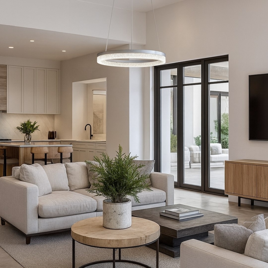 LED lestenec na kablu GALA LED/25W/230V, Ø 50 cm, srebrn