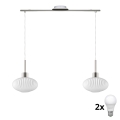 LED lestenec na kablu HARMA 2xE27/60W/230V mat krom/bela