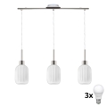 LED Lestenec na kablu HARMA 3xE27/60W/230V matni krom/bela