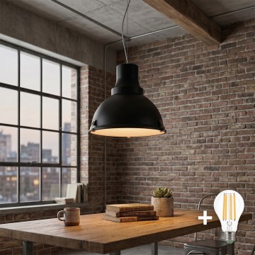 LED lestenec na kablu INDUSTRY 1xE27/60W/230V črna