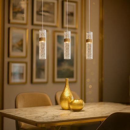 LED lestenec na kablu LAGOS LED/8W/230V zlate barve