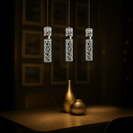 LED lestenec na kablu LAGOS LED/8W/230V zlate barve