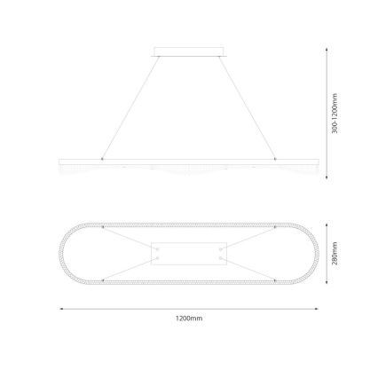 LED lestenec na kablu LED/45W/230V zlata