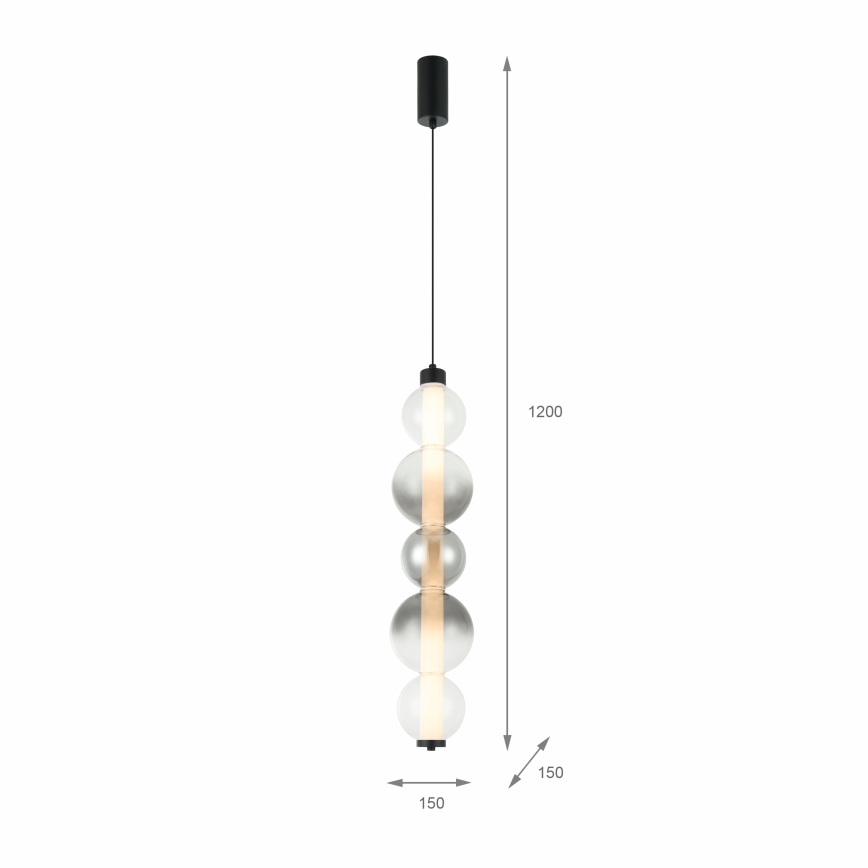 LED lestenec na kablu LUMMI LED/19W/230V črna/zadimljena