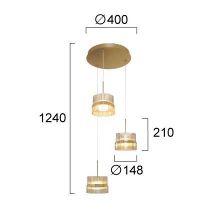 LED lestenec na kablu LUXE LED/34W/230V medenina