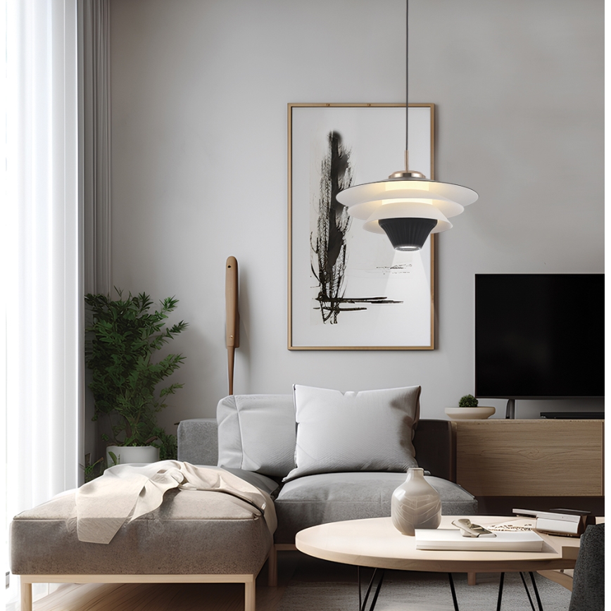 LED lestenec na kablu MANLEY LED/5W/230V črna/bela