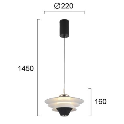LED lestenec na kablu MANLEY LED/5W/230V črna/bela