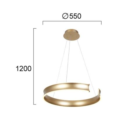 LED lestenec na kablu MARLEN LED/36W/230V v zlati barvi